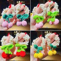 Childrens pearl cherry hair Circle girl Zhair small red flowers Head rope head Accessories Little Girl Balls hair ornaments