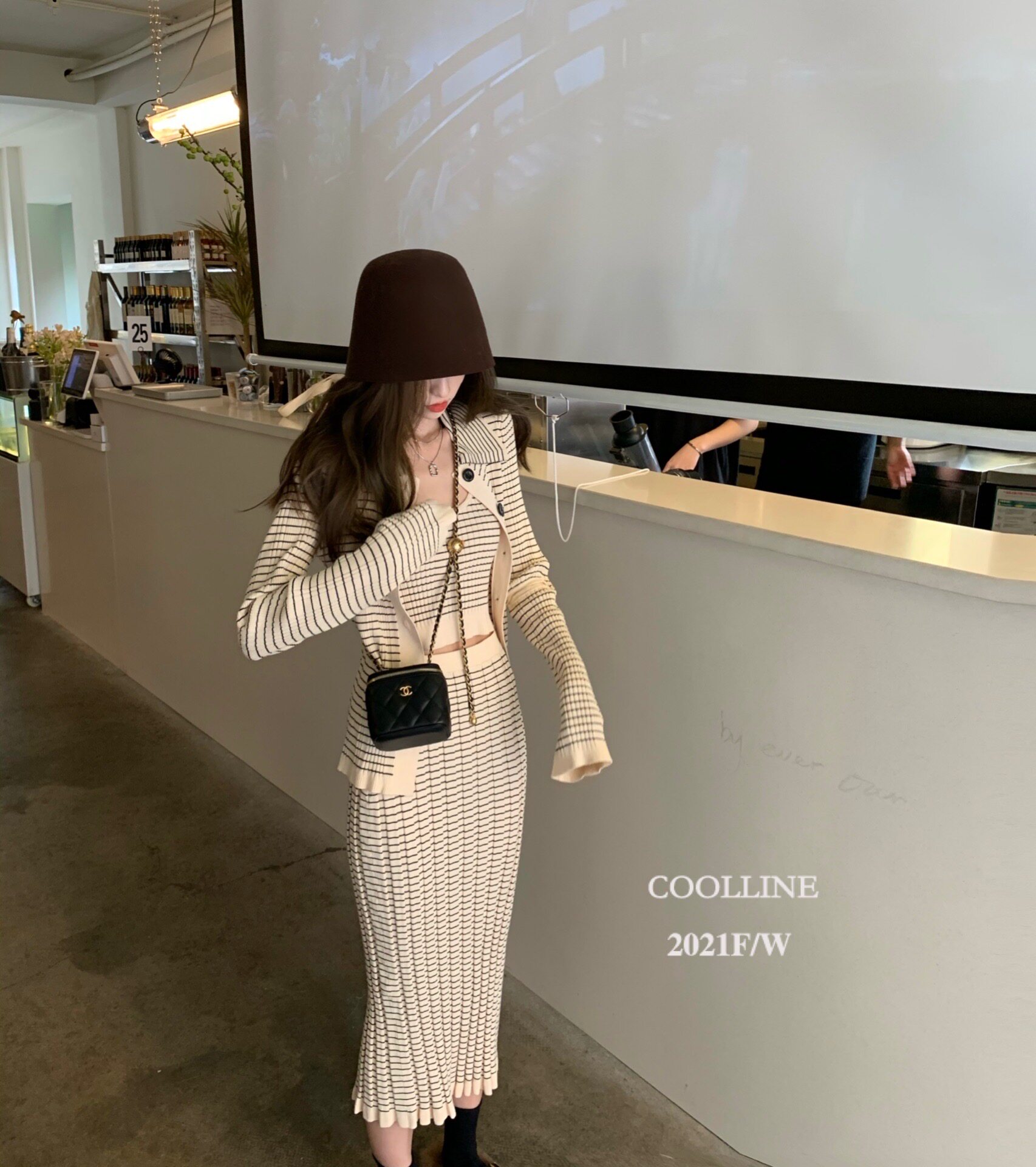 COOLLINE 21F W Lam Zixi Full Mark Striped Three-piece Set