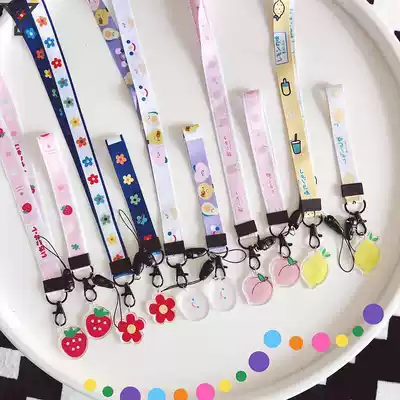 Mobile phone lanyard adjustable length, adjustable length, personality tide short rope cartoon pendant hanging neck female Universal