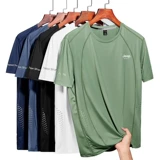 Jeep, дышащая быстросохнущая спортивная шелковая футболка с коротким рукавом для отдыха, оверсайз, круглый воротник