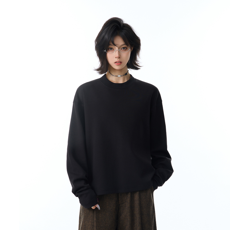 Bflc 2026 Autumn/Winter Black and White Solid Color Basic Loose Fit Crew Neck Modal Long Sleeve T-Shirt Base Layer for Men and Women Bflc 2026 Autumn/Winter Black and White Solid Color Basic Loose Fit Crew Neck Modal Long Sleeve T-Shirt Base Layer for Men and Women