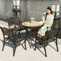 Outdoor cast aluminum table and chair courtyard sub-garden tile round table and chair balcony terrace outdoor outdoor Villa Leisure table and chair