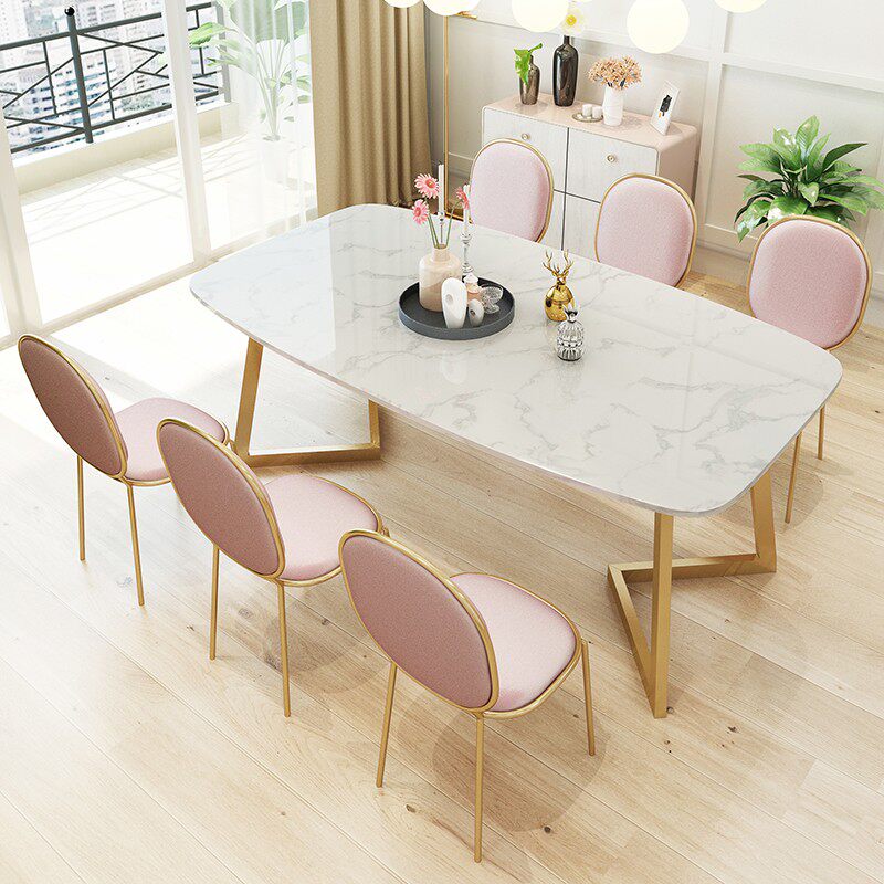 Nordic net red rock plate table Home Small family type light lavish dining table and chairs combined rear modern minimalist living-room dining table