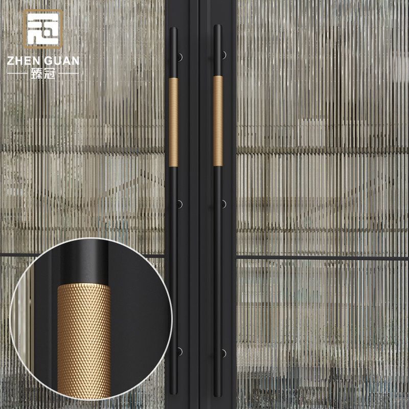 Original Minimalist Glass Door Handle Black Pairs of Shops Hotel Light Luxurious solid wood door handles Golden European style