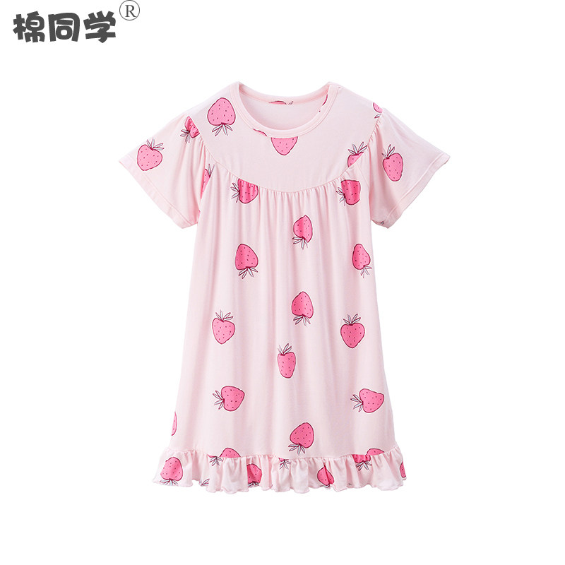 Cotton Classmate Children Summer Pajamas Girls Home Skirt Thin Modal Loose Light Home Dress Girls night dress