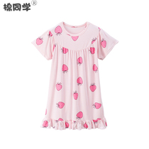 Cotton classmate childrens summer pajamas girl home skirt thin modal loose light home clothing girl nightgown