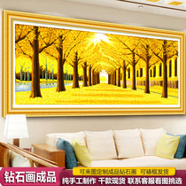 Diamond painting finished golden cross stitch pure hand-pasted new 5D full diamond living room landscape decoration painting