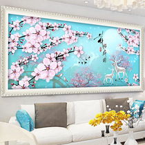Pure hand-pasted Diamond painting finished Flower Moon rich elk new living room landscape large decorative painting