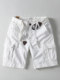 European and American retro heavyweight wear-resistant men's cargo shorts five-quarter pants waistband pocket white black casual pants loose