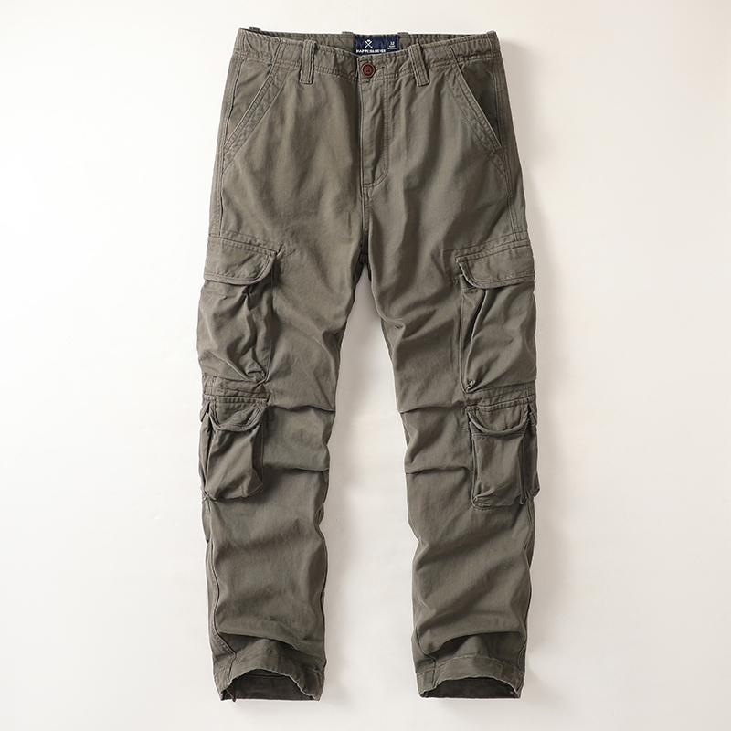 European and American Large Size Cargo Pants Men's Trendy Jogging Pants Hip-Hop Leggings Outdoor Falling Multi-Flap Pocket Pants Straight Camouflage Pants