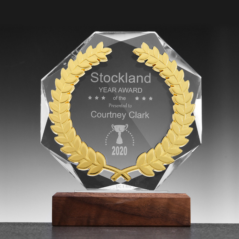 Creative crystal trophy Custom glass lettering Employee recognition medal Anniversary celebration Annual Meeting Retirement souvenir