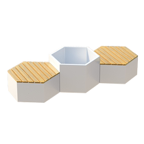 Outdoor flower box public seat combination landscape flower bed solid wood anticorrosive wood shopping mall decoration square rest stool