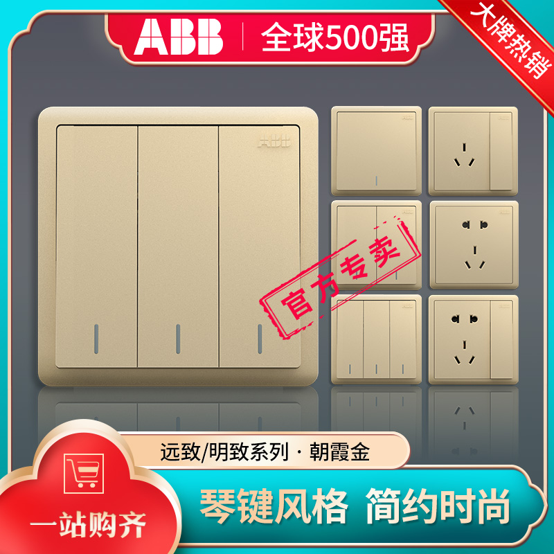 ABB switch socket panel far from golden one or two single double cut three holes five holes with USB socket type 86 package