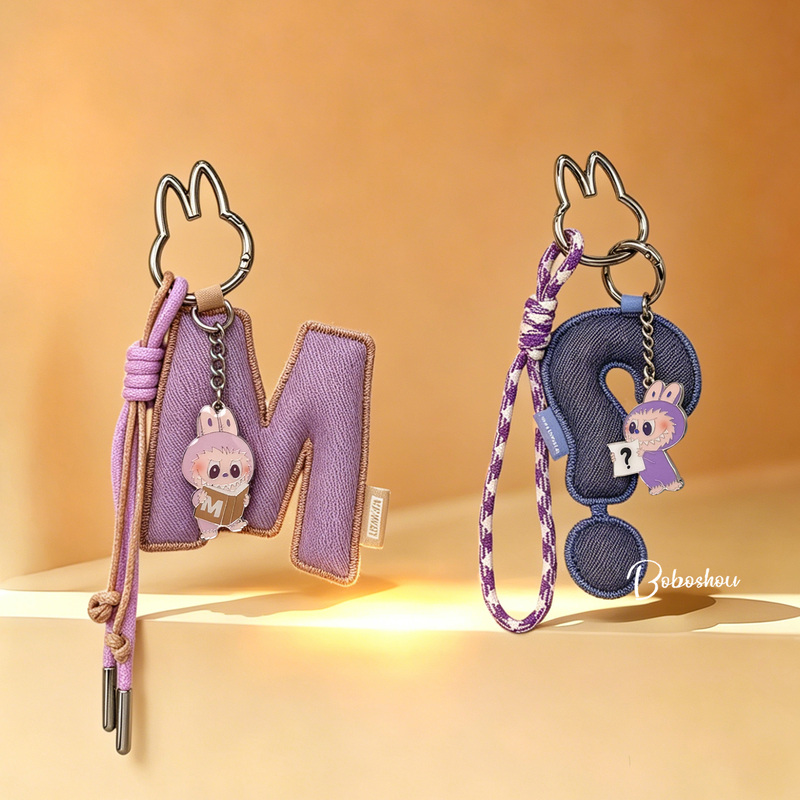 Bubble Mart Labubu Letter Creative Car-Specific Keychain Ring Chain Rope, Strong and Durable Anti-Lost Pendant