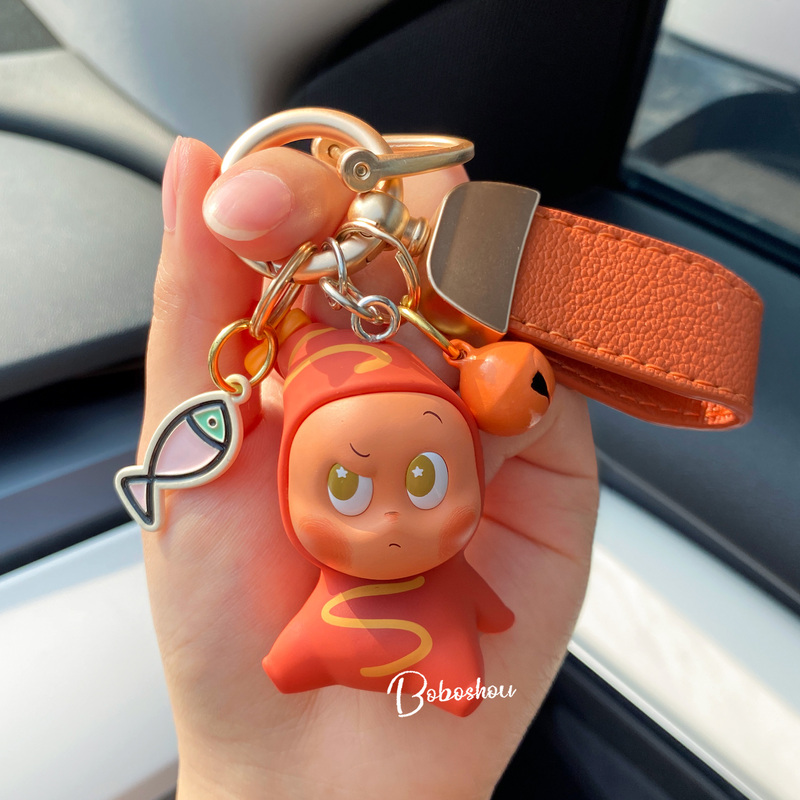 Bubble Mart Star Man Customizable Series Handmade Cute Car Keychain Ring Chain Rope Small Pendant with a High-End Feel