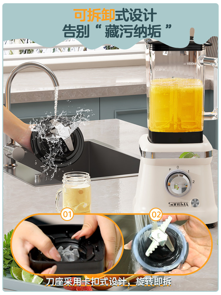Sanlida Juicer, Household Blender, Soy Milk and Juice Maker, Multifunctional Food Processor, Ice Crusher, Milkshake Blender