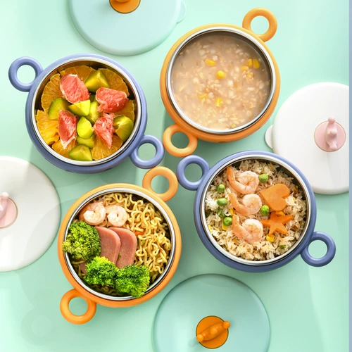 Посуда для кормления, увлажняющий термос из нержавеющей стали, детская обеденная тарелка, защита от ожогов, защита при падении