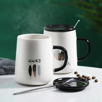 Ceramic Mark Cup with lid spoon Jane about cute woman drinking water cup Guys Coffee mug creative personality trendy home