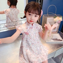 Childrens clothing 2021 new summer childrens baby dress cheongsam summer skirt foreign style Chinese style princess skirt