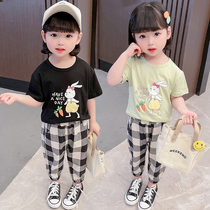 Childrens clothing female baby short sleeve set summer new foreign childrens girls clothes 1 year old 2 infant two sets summer