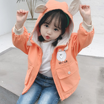 Female Baby Coat Spring Dress New 2 Year Old 3 Children Cartoon Blouse Foreign Air Girl Wind Clothes Korean Version With Hat Zipped