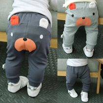 Childrens clothes baby pants Spring and Autumn new boys children open crotch pants 6 months 8 female baby plus velvet big pp pants autumn and winter