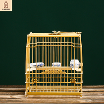  Bamboo hand-embroidered eye bird cage fully equipped with plain cage embroidered eye cage small high-end square cage full set of accessories bird cage square cage