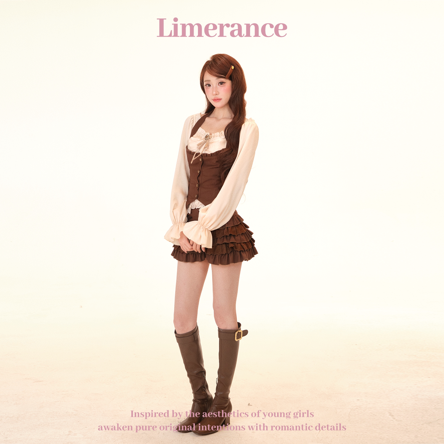 Limerance リボン レース オフショルダー ティアード セットアップ