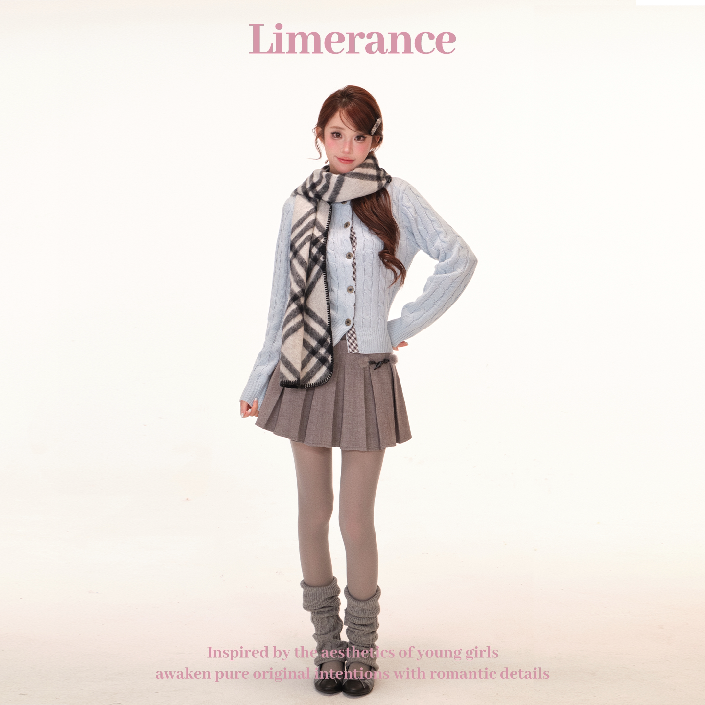 Limerance プリーツ チェック 配色 セットアップ