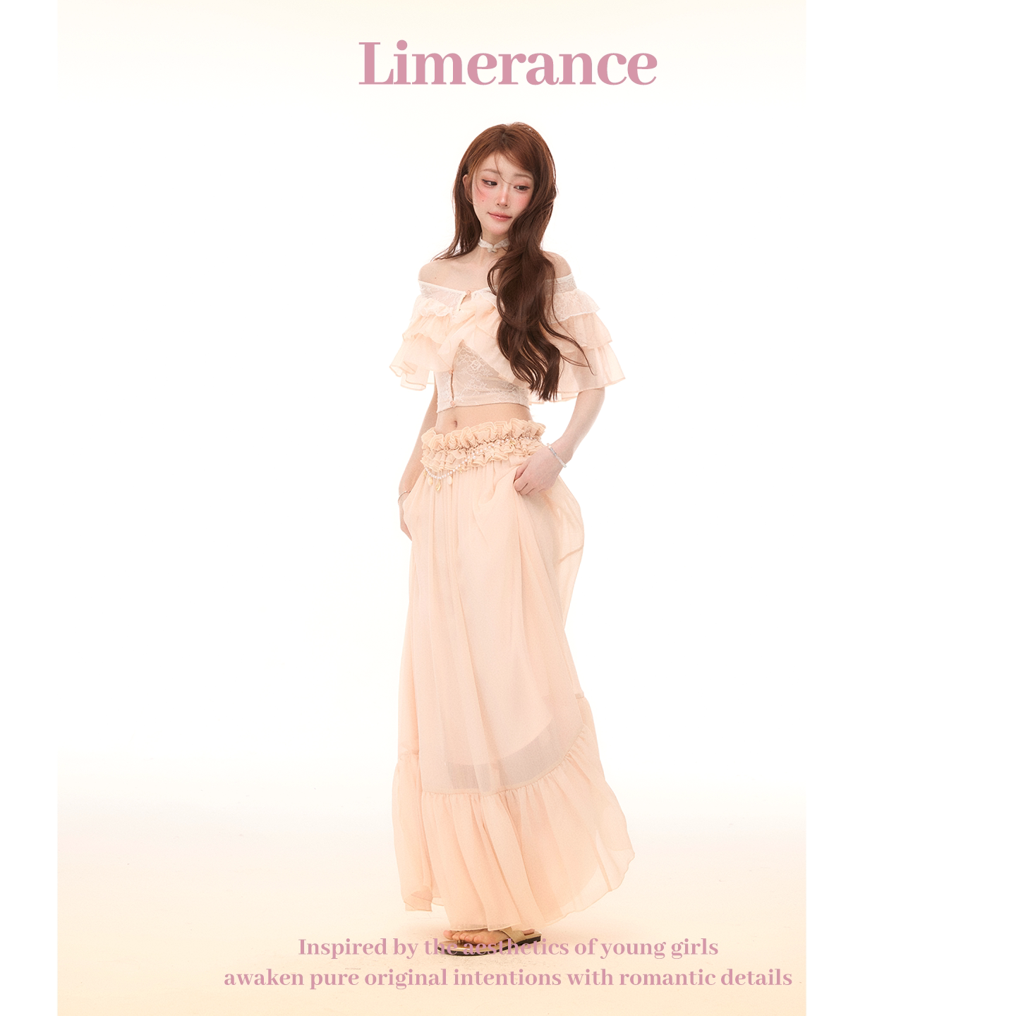 Limerance レース フリル オフショルダー セットアップ