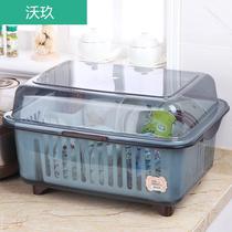 Camellia bowl rack cupboard Plastic large dishes Kitchen with lid drain rack basket chopsticks tableware storage box