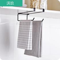 Kitchen paper towel rack clingfilm storage rack Rag hanger hole-free napkin rack Cabinet roll paper rack hanging household