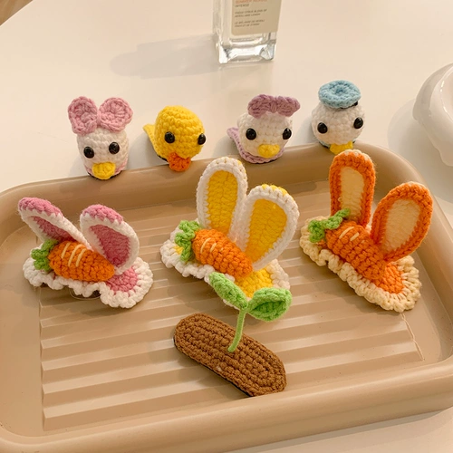 Детская морковная милая заколка для волос, мультяшные шпильки для волос, трикотажная трехмерная челка, популярно в интернете