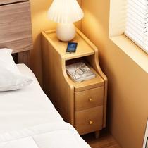 Bedside table small extremely narrow bedside table solid wood simple modern sandwich cabinet sofa side cabinet mini side table storage rack