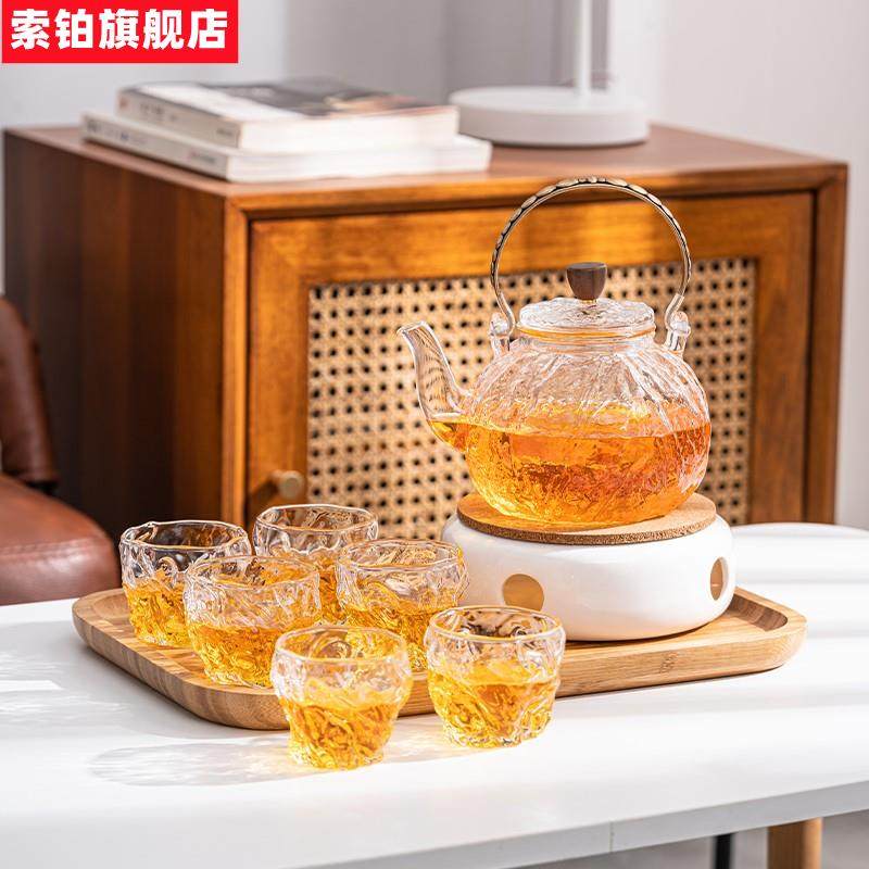 Fruit Flower Tea pot candle cooking tea furnace electric heating beauty salon afternoon tea cup glass tea set