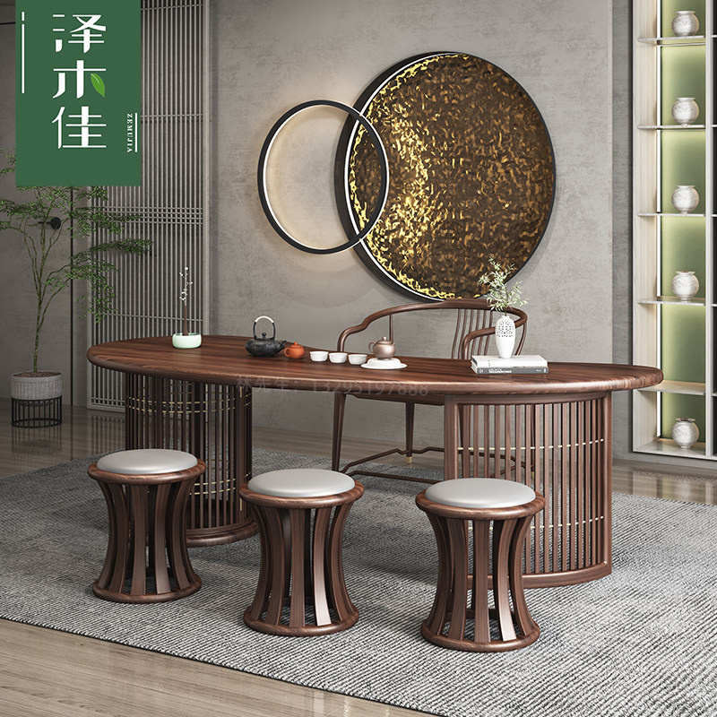 New Chinese style tea table and chair combination Zen Kung Fu tea table tea table tea room space tea house modern minimalist solid wood customization