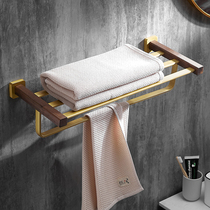 Bathroom bath towel rack Bathroom shelf hole-free light luxury solid wood towel rack Wall-mounted wall hardware pendant