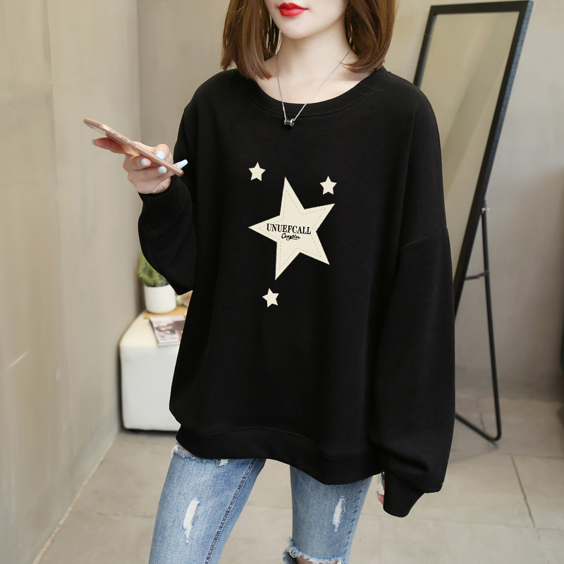 130kg Plus Size Women's Round Neck Sweatshirt 2024 New Loose Casual Lazy Style Spring and Autumn Thin Pullover Top