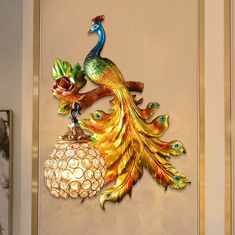 Peacock Wall Lamp American Retro Living Room Bedside Background Wall Southeast Asian Pastoral Creative Animal Decorative Lighting Fixtures Peacock Wall Lamp American Retro Living Room Bedside Background Wall Southeast Asian Pastoral Creative Animal Decorative Lighting Fixtures