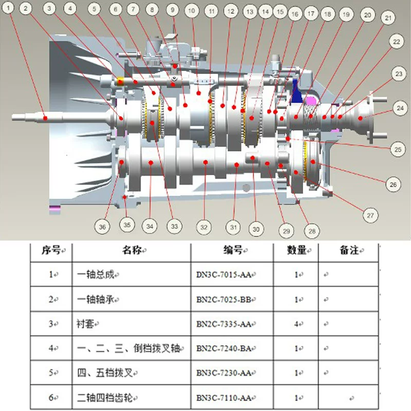 Детали коробки передач Getrag 6-ступенчатой коробки передач Jiangling Jingma Mudan Coaster Getrag 6-скоростной комплект аксессуаров