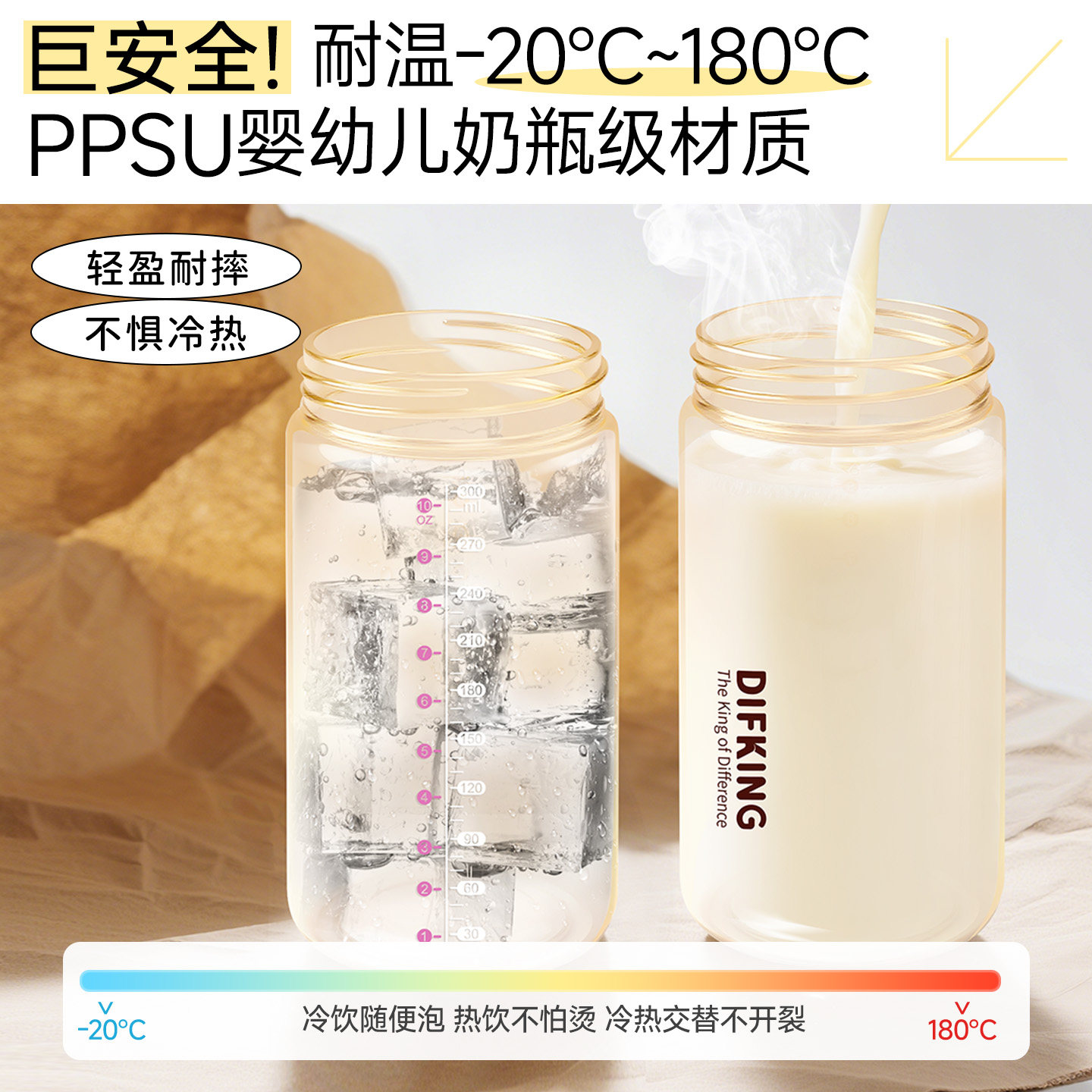 Difking Breakfast Special Soy Milk Cup Ppsu Portable Take-Out Cup for Office Workers, Home Use, Heatable Milk Shaker Cup