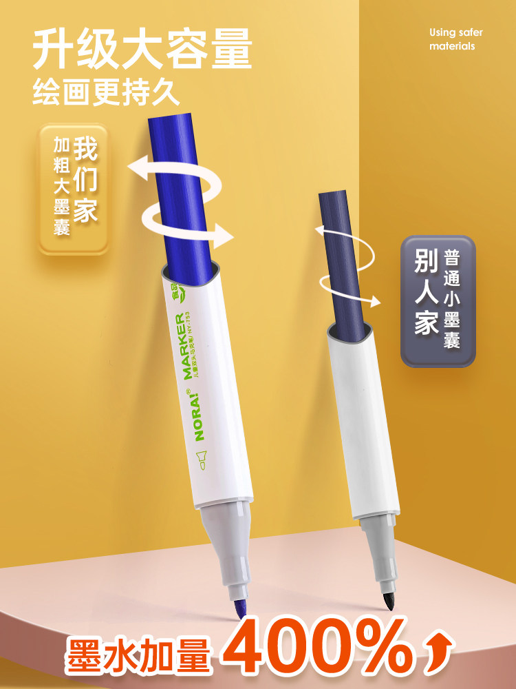 Food-Grade Material Markers, Non-Toxic and Washable Watercolor Pens for Children, Special for Elementary School Students and Kindergarten, Non-Bleeding Double-Headed Colored Pens, Art Drawing Pens, 24 Colors, 36 Colors, 48 Colors, Water-Based Acrylic Pens