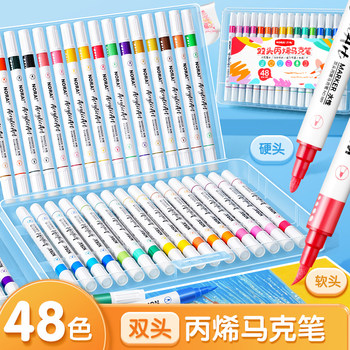 Noah 48-Color Soft and Hard Double-Headed Acrylic Marker Pen Opaque Color Stackable Soft-Head Pen for Students and Kidsren Non-Toxic Washable Art Special 24-Pen Watercolor Pen Waterproof Hand-Painted DIY Brush 36
