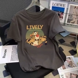 Короткая хлопковая летняя футболка, круглый воротник, оверсайз, в корейском стиле