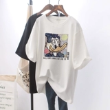 Длинная футболка с коротким рукавом, хлопковая белая цветная летняя одежда, средней длины, оверсайз, в корейском стиле, большой размер