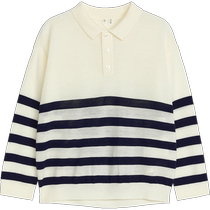 ARKET boys wool long-sleeved casual striped polo collar sweater 2024 autumn new style 1241267001