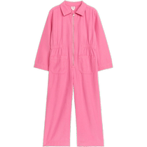 ARKET girls cotton workwear style long-sleeved zipper jumpsuit pink 1214994001