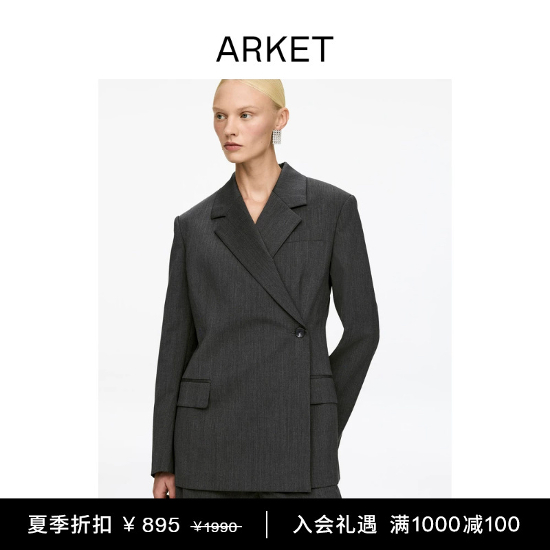 Arket Women's Wool Blend Wrap-Style Patchwork Blazer 1302033001
