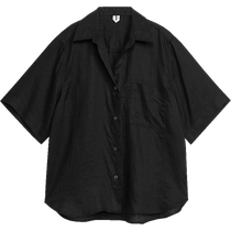 ARKET Womens Short Sleeve Cuban Collar Casual Linen Shirt Top 2024 Spring and Summer Classic 1171573001