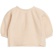 ARKET Newborn Cotton Puff Sleeve Round Neck Top Beige 2024 Summer New Style 1225369001